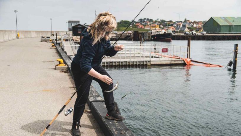 På plads på Hundested havn. Så er det bare om fiskene vil lege med?