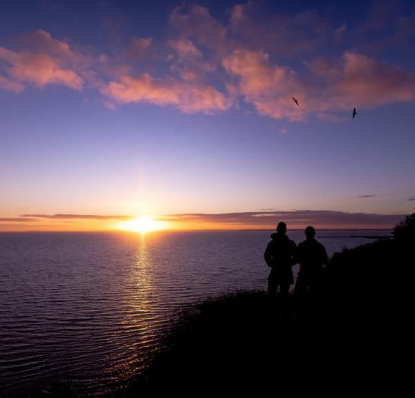 Solnedgang over Lynæs havn