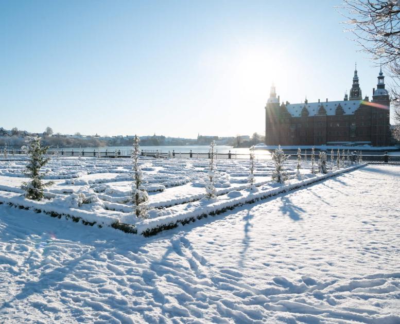 Vinter ved Frederiksborg Slot i Hillerød
