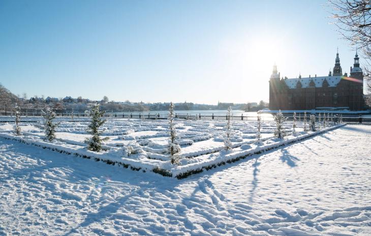 Vinter ved Frederiksborg Slot i Hillerød