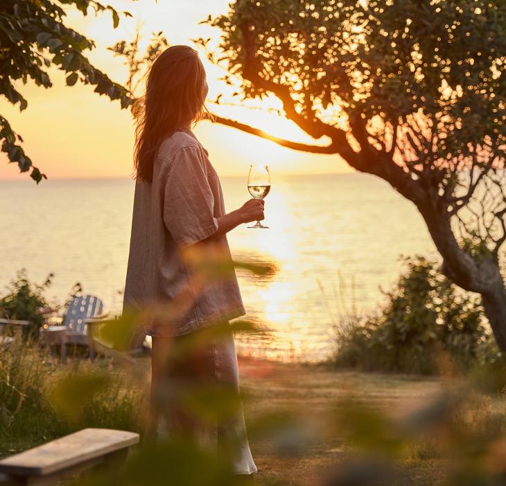 Havudsigt og solnedgang på Helenekilde Badehotel